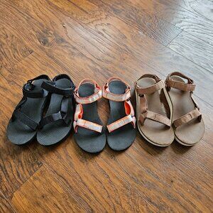Teva Sandals Women's Size 8 Bundle Black,Tan,Tie Dye Lot Of 3 Platform & Regular